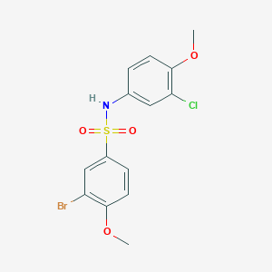 molecular formula C14H13BrClNO4S B5236354 3-bromo-N-(3-chloro-4-methoxyphenyl)-4-methoxybenzenesulfonamide 