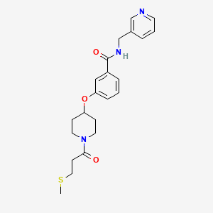 molecular formula C22H27N3O3S B5236371 3-({1-[3-(methylthio)propanoyl]-4-piperidinyl}oxy)-N-(3-pyridinylmethyl)benzamide 