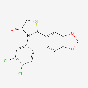 molecular formula C16H11Cl2NO3S B5236424 2-(1,3-benzodioxol-5-yl)-3-(3,4-dichlorophenyl)-1,3-thiazolidin-4-one 