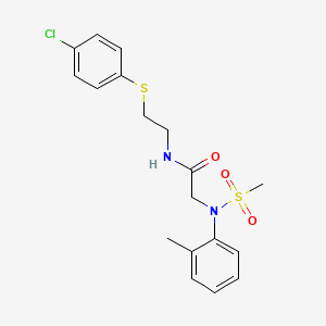 molecular formula C18H21ClN2O3S2 B5236434 N~1~-{2-[(4-chlorophenyl)thio]ethyl}-N~2~-(2-methylphenyl)-N~2~-(methylsulfonyl)glycinamide 
