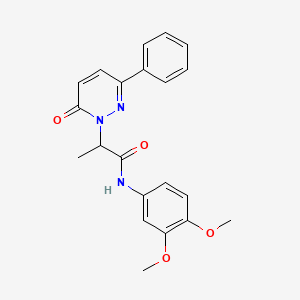 molecular formula C21H21N3O4 B5236486 N-(3,4-dimethoxyphenyl)-2-(6-oxo-3-phenyl-1(6H)-pyridazinyl)propanamide 