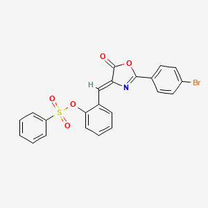 molecular formula C22H14BrNO5S B5236517 2-{[2-(4-bromophenyl)-5-oxo-1,3-oxazol-4(5H)-ylidene]methyl}phenyl benzenesulfonate 