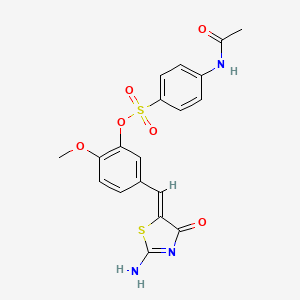 molecular formula C19H17N3O6S2 B5236605 5-[(2-imino-4-oxo-1,3-thiazolidin-5-ylidene)methyl]-2-methoxyphenyl 4-(acetylamino)benzenesulfonate 