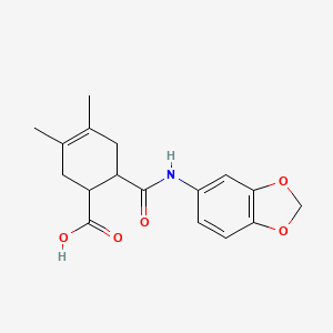 molecular formula C17H19NO5 B5236692 6-[(1,3-benzodioxol-5-ylamino)carbonyl]-3,4-dimethyl-3-cyclohexene-1-carboxylic acid 