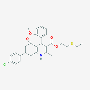 molecular formula C28H30ClNO4S B5236697 2-(ethylthio)ethyl 7-(4-chlorophenyl)-4-(2-methoxyphenyl)-2-methyl-5-oxo-1,4,5,6,7,8-hexahydro-3-quinolinecarboxylate 