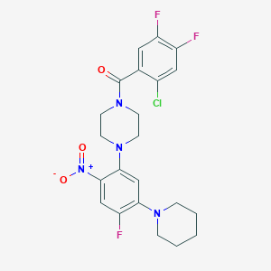 molecular formula C22H22ClF3N4O3 B5236699 1-(2-chloro-4,5-difluorobenzoyl)-4-[4-fluoro-2-nitro-5-(1-piperidinyl)phenyl]piperazine 