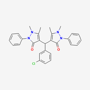 molecular formula C29H27ClN4O2 B5236704 4,4'-[(3-chlorophenyl)methylene]bis(1,5-dimethyl-2-phenyl-1,2-dihydro-3H-pyrazol-3-one) 