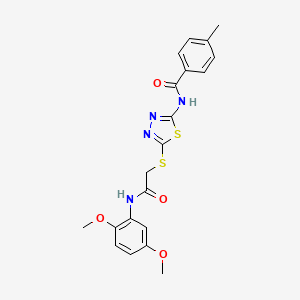 molecular formula C20H20N4O4S2 B5236750 N-[5-({2-[(2,5-dimethoxyphenyl)amino]-2-oxoethyl}thio)-1,3,4-thiadiazol-2-yl]-4-methylbenzamide 