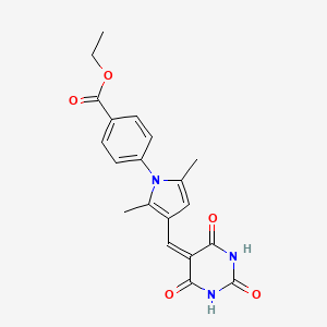 molecular formula C20H19N3O5 B5236809 ethyl 4-{2,5-dimethyl-3-[(2,4,6-trioxotetrahydro-5(2H)-pyrimidinylidene)methyl]-1H-pyrrol-1-yl}benzoate 