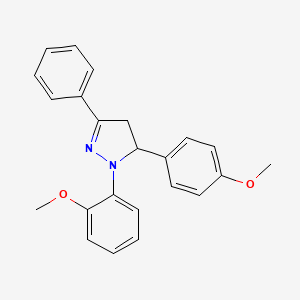 molecular formula C23H22N2O2 B5236817 1-(2-methoxyphenyl)-5-(4-methoxyphenyl)-3-phenyl-4,5-dihydro-1H-pyrazole 