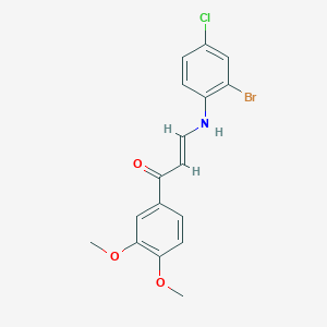 3-[(2-bromo-4-chlorophenyl)amino]-1-(3,4-dimethoxyphenyl)-2-propen-1-one
