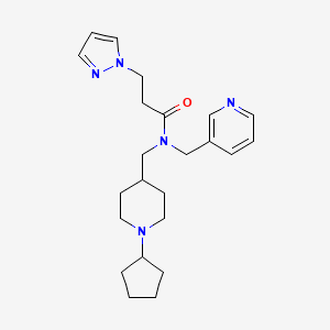 molecular formula C23H33N5O B5236905 N-[(1-cyclopentyl-4-piperidinyl)methyl]-3-(1H-pyrazol-1-yl)-N-(3-pyridinylmethyl)propanamide 