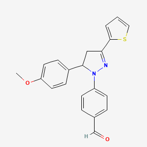 4-[5-(4-methoxyphenyl)-3-(2-thienyl)-4,5-dihydro-1H-pyrazol-1-yl]benzaldehyde