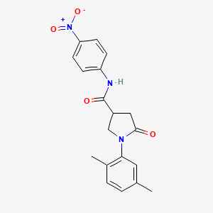 molecular formula C19H19N3O4 B5237076 1-(2,5-dimethylphenyl)-N-(4-nitrophenyl)-5-oxo-3-pyrrolidinecarboxamide 