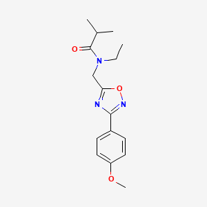molecular formula C16H21N3O3 B5237086 N-ethyl-N-{[3-(4-methoxyphenyl)-1,2,4-oxadiazol-5-yl]methyl}-2-methylpropanamide 