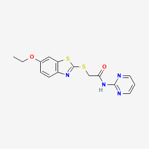 molecular formula C15H14N4O2S2 B5237094 2-[(6-ethoxy-1,3-benzothiazol-2-yl)thio]-N-2-pyrimidinylacetamide 