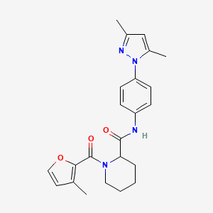 molecular formula C23H26N4O3 B5237149 N-[4-(3,5-dimethyl-1H-pyrazol-1-yl)phenyl]-1-(3-methyl-2-furoyl)-2-piperidinecarboxamide 