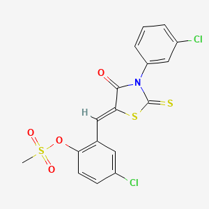 4-chloro-2-{[3-(3-chlorophenyl)-4-oxo-2-thioxo-1,3-thiazolidin-5-ylidene]methyl}phenyl methanesulfonate