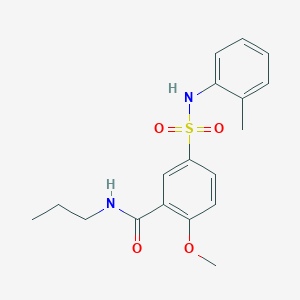 molecular formula C18H22N2O4S B5237345 2-methoxy-5-[(2-methylphenyl)sulfamoyl]-N-propylbenzamide 