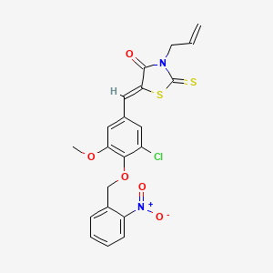 molecular formula C21H17ClN2O5S2 B5237376 (5Z)-5-[[3-chloro-5-methoxy-4-[(2-nitrophenyl)methoxy]phenyl]methylidene]-3-prop-2-enyl-2-sulfanylidene-1,3-thiazolidin-4-one 