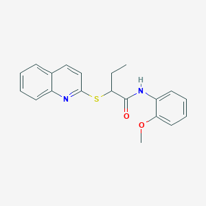 molecular formula C20H20N2O2S B5237405 N-(2-methoxyphenyl)-2-quinolin-2-ylsulfanylbutanamide 