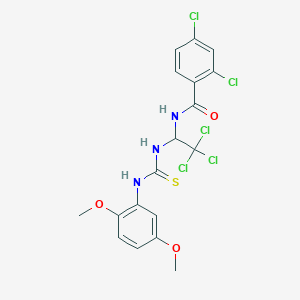 molecular formula C18H16Cl5N3O3S B5237418 2,4-dichloro-N-[2,2,2-trichloro-1-({[(2,5-dimethoxyphenyl)amino]carbonothioyl}amino)ethyl]benzamide 