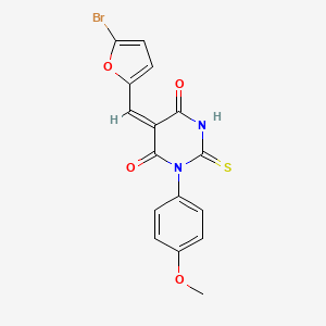 molecular formula C16H11BrN2O4S B5237443 (5E)-5-[(5-bromofuran-2-yl)methylidene]-1-(4-methoxyphenyl)-2-sulfanylidene-1,3-diazinane-4,6-dione 