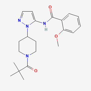 molecular formula C21H28N4O3 B5237490 N-{1-[1-(2,2-dimethylpropanoyl)-4-piperidinyl]-1H-pyrazol-5-yl}-2-methoxybenzamide 