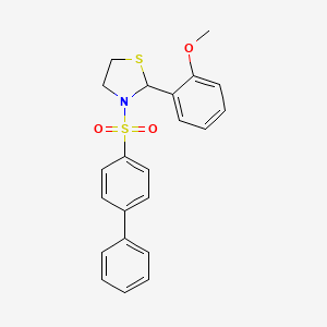 2-(2-Methoxyphenyl)-3-(4-phenylphenyl)sulfonyl-1,3-thiazolidine