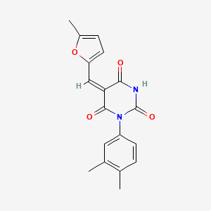 (5E)-1-(3,4-dimethylphenyl)-5-[(5-methylfuran-2-yl)methylidene]pyrimidine-2,4,6(1H,3H,5H)-trione