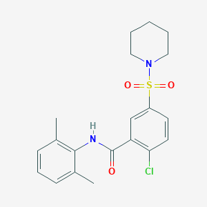 molecular formula C20H23ClN2O3S B5237966 2-CHLORO-N-(2,6-DIMETHYLPHENYL)-5-(PIPERIDINE-1-SULFONYL)BENZAMIDE 