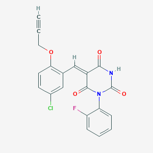 (5Z)-5-[(5-chloro-2-prop-2-ynoxyphenyl)methylidene]-1-(2-fluorophenyl)-1,3-diazinane-2,4,6-trione