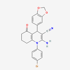 molecular formula C23H18BrN3O3 B5238016 2-amino-4-(1,3-benzodioxol-5-yl)-1-(4-bromophenyl)-5-oxo-1,4,5,6,7,8-hexahydro-3-quinolinecarbonitrile CAS No. 311332-80-6