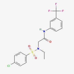 molecular formula C17H16ClF3N2O3S B5238050 N~2~-[(4-chlorophenyl)sulfonyl]-N~2~-ethyl-N-[3-(trifluoromethyl)phenyl]glycinamide 