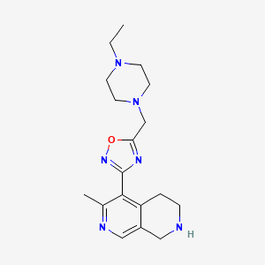 molecular formula C18H26N6O B5238077 5-{5-[(4-ethyl-1-piperazinyl)methyl]-1,2,4-oxadiazol-3-yl}-6-methyl-1,2,3,4-tetrahydro-2,7-naphthyridine bis(trifluoroacetate) 