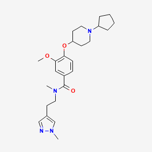 4-[(1-cyclopentyl-4-piperidinyl)oxy]-3-methoxy-N-methyl-N-[2-(1-methyl-1H-pyrazol-4-yl)ethyl]benzamide