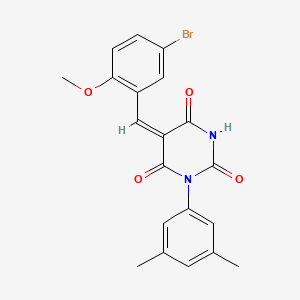 molecular formula C20H17BrN2O4 B5238226 (5E)-5-[(5-bromo-2-methoxyphenyl)methylidene]-1-(3,5-dimethylphenyl)-1,3-diazinane-2,4,6-trione 