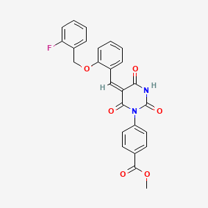 methyl 4-[(5E)-5-[[2-[(2-fluorophenyl)methoxy]phenyl]methylidene]-2,4,6-trioxo-1,3-diazinan-1-yl]benzoate