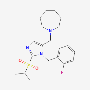 1-[[3-[(2-Fluorophenyl)methyl]-2-propan-2-ylsulfonylimidazol-4-yl]methyl]azepane