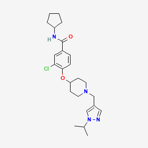 molecular formula C24H33ClN4O2 B5238261 3-chloro-N-cyclopentyl-4-({1-[(1-isopropyl-1H-pyrazol-4-yl)methyl]-4-piperidinyl}oxy)benzamide 