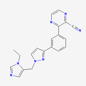 3-[3-[1-[(3-Ethylimidazol-4-yl)methyl]pyrazol-3-yl]phenyl]pyrazine-2-carbonitrile