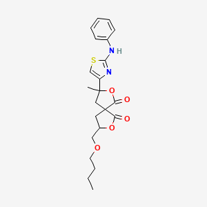 molecular formula C22H26N2O5S B5238299 3-(2-anilino-1,3-thiazol-4-yl)-8-(butoxymethyl)-3-methyl-2,7-dioxaspiro[4.4]nonane-1,6-dione 