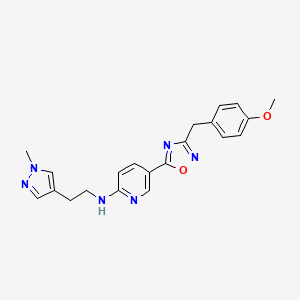 5-[3-[(4-methoxyphenyl)methyl]-1,2,4-oxadiazol-5-yl]-N-[2-(1-methylpyrazol-4-yl)ethyl]pyridin-2-amine