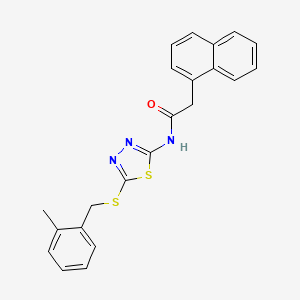 molecular formula C22H19N3OS2 B5238339 N-(5-((2-methylbenzyl)thio)-1,3,4-thiadiazol-2-yl)-2-(naphthalen-1-yl)acetamide 