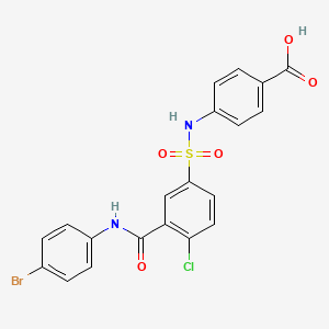 4-[[3-[(4-Bromophenyl)carbamoyl]-4-chlorophenyl]sulfonylamino]benzoic acid