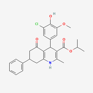 molecular formula C27H28ClNO5 B5238456 Propan-2-yl 4-(3-chloro-4-hydroxy-5-methoxyphenyl)-2-methyl-5-oxo-7-phenyl-1,4,5,6,7,8-hexahydroquinoline-3-carboxylate 