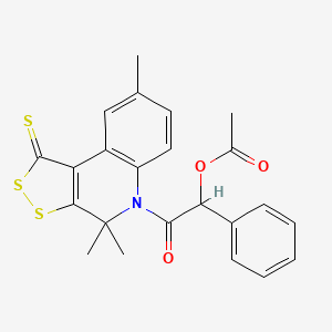 molecular formula C23H21NO3S3 B5238471 2-oxo-1-phenyl-2-(4,4,8-trimethyl-1-thioxo-1,4-dihydro-5H-[1,2]dithiolo[3,4-c]quinolin-5-yl)ethyl acetate 