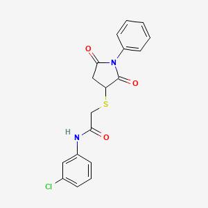 molecular formula C18H15ClN2O3S B5238515 N-(3-chlorophenyl)-2-[(2,5-dioxo-1-phenylpyrrolidin-3-yl)sulfanyl]acetamide 