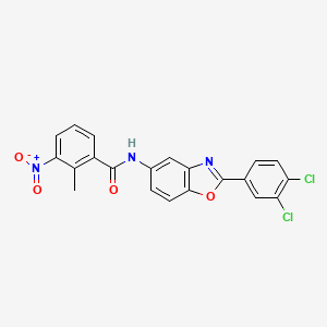 molecular formula C21H13Cl2N3O4 B5238533 N-[2-(3,4-dichlorophenyl)-1,3-benzoxazol-5-yl]-2-methyl-3-nitrobenzamide 