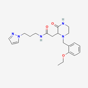 molecular formula C21H29N5O3 B5238562 2-[1-(2-ethoxybenzyl)-3-oxo-2-piperazinyl]-N-[3-(1H-pyrazol-1-yl)propyl]acetamide 